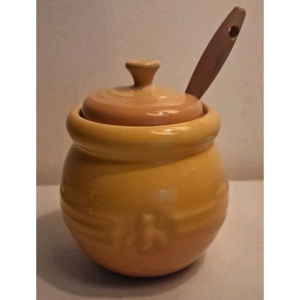 Le Crueset Honey Pot With Dipper/Lid In Discontinued Dijon Yellow